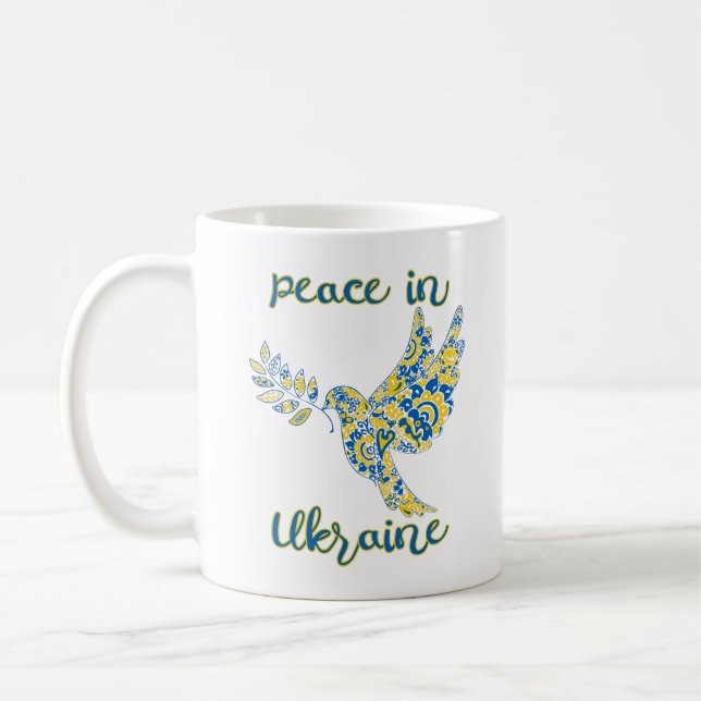 Mug Olive branche colombe de paix drapeau ukrainien co (Gauche)