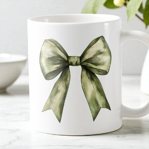 Mug Olive Green Bow Moderne Rustique Minimaliste Simpl