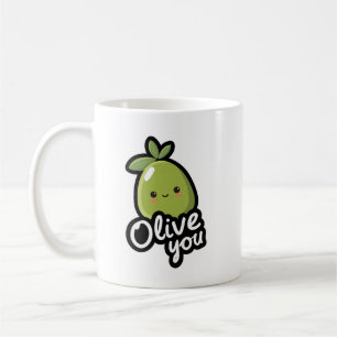 Mug Olive You – Conception de jeu de mots Olive mignon