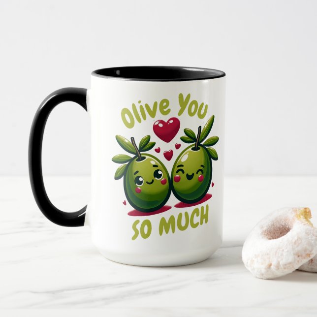Mug Olive You so much Custom Valentine's Gift (Avec donut)