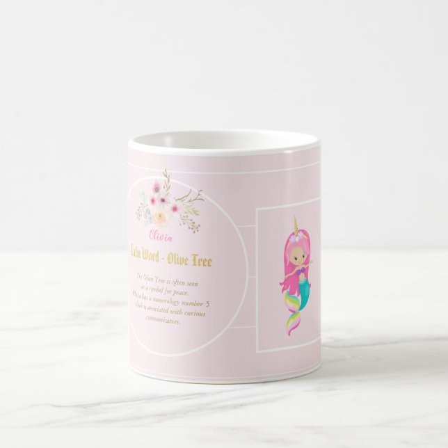 Mug OLIVIA - Filles Nom Signification Cadeau - Sirène  (Centre)