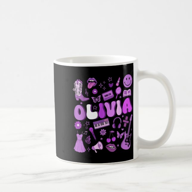 Mug Olivia First Name I Love Olivia Groovy 80's Girls  (Droite)