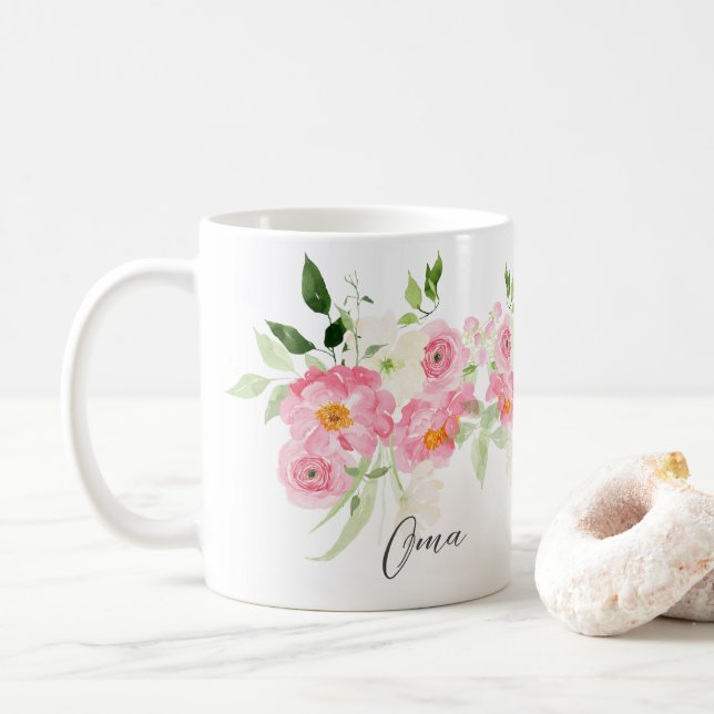 Mug Oma florale printanière (Avec donut)