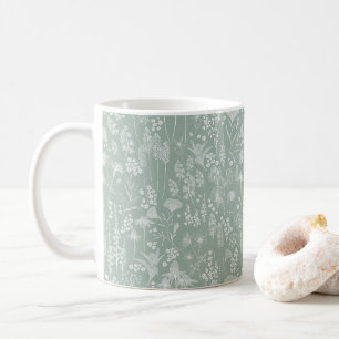 Mug Ombre fleur sauvage blanc sur vert sauge
