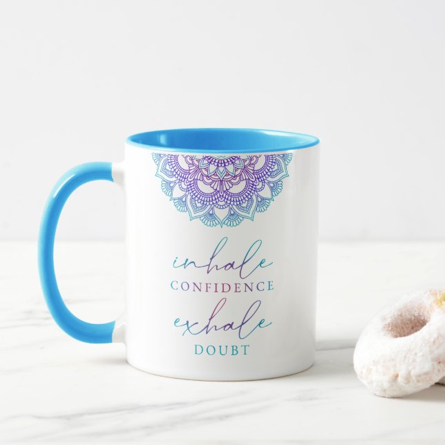 Mug Ombre Mandala Inhale Confiance Exhale Doute Yoga (Avec donut)