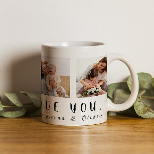 Mug On t'aime maman 4 Photos Carrés + Noms Café M