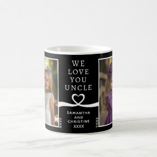 Mug Oncle, nous vous aimons 2 Photo Personnalisé Noir