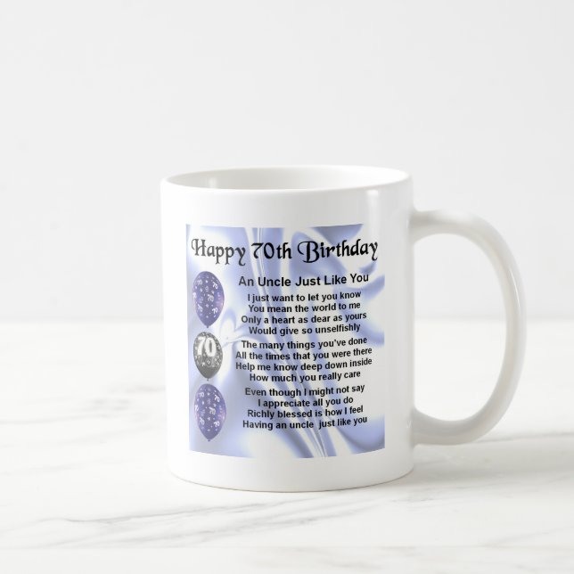 Mug Oncle Poem - soixante-dixième anniversaire (Droite)