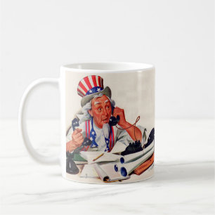 Mug Oncle Sam des années 1940 au téléphone