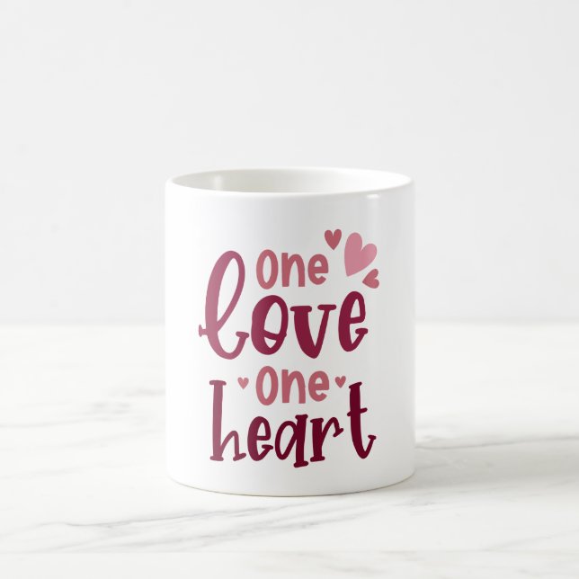 Mug One Love One Heart Valentines Typography (Centre)