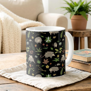 Mug Opossum drôle, décoration botanique sombre de styl