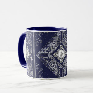 Mug Opulence ornée Flouris aux bijoux bleu et argent
