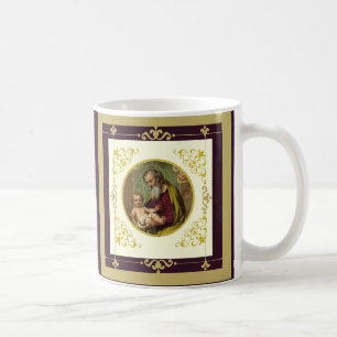 Mug Or décoratif de Jésus de St Joseph et d'enfant