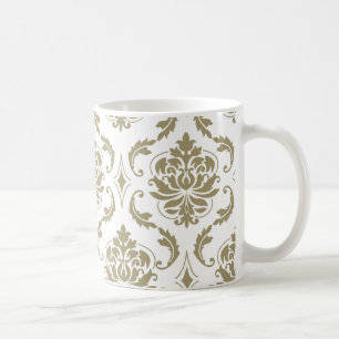 Mug Or et motif vintage blanc de damassé