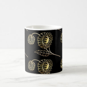 Mug or et tournesols noirs nature art Motif