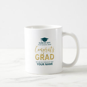 Mug Or et vert   Graduation moderne cadeau personnalis