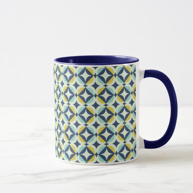Mug Or géométrique et motif bleu (Droite)