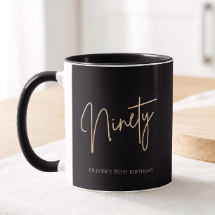 Mug Or noir élégant 90e anniversaire
