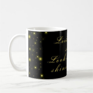 Mug Or personnalisé et étoiles brillantes sur noir