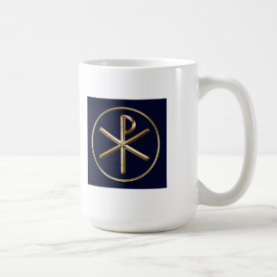 Mug Or sur le symbole Chi-Rho bleu foncé