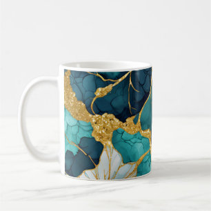 Mug Or Turquoise floral japonais