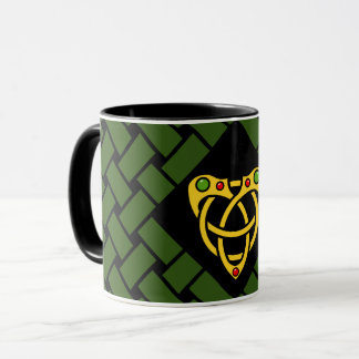 Mug Or/vert/bandes noires/armure, noeud celtique de