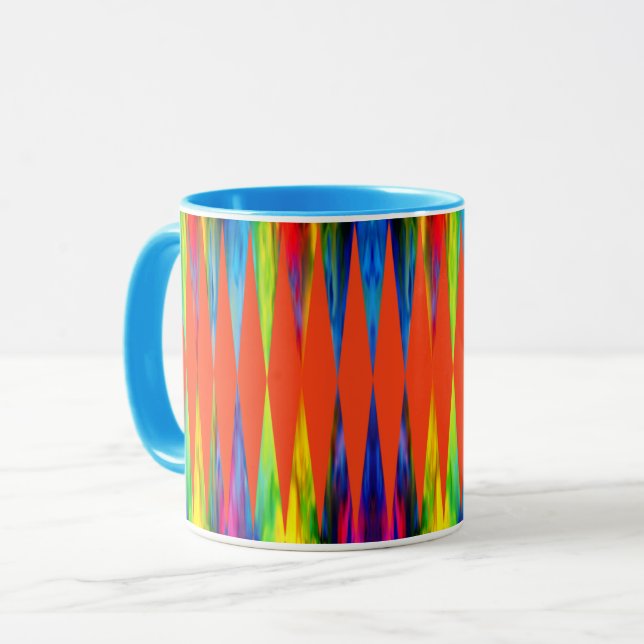 Mug [Orange ardente géométrique de harlequin de fiesta (Devant gauche)