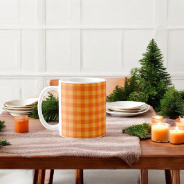 Mug Orange Buffalo Plaid Holiday