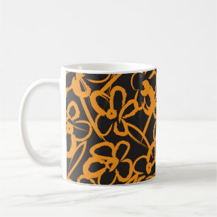 Mug Orange Floral brosse un fond motif sans soudure