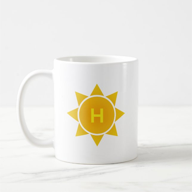 Mug Orange Gradient Sun with Single Letter Monogram (Gauche)