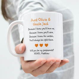 Mug Orange Hearts Tu Seras Mes Godparents Poème Photo