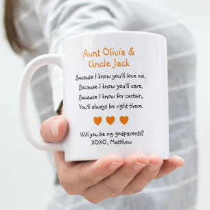 Mug Orange Hearts Tu Seras Mes Godparents Poème Photo
