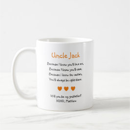 Mug Orange Hearts Tu Seras Mon Parrain Poème Photo