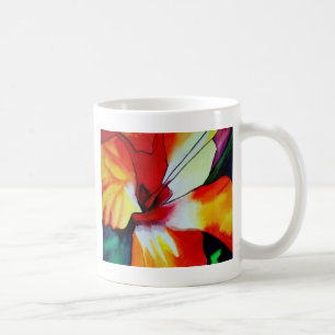 Mug Orange Hibiscus fleurs tropicales aquarelle art
