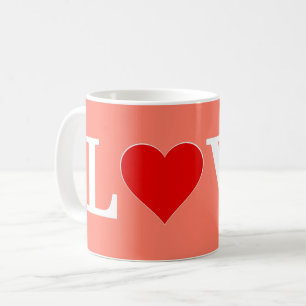 Mug Orange LOVE and Heart Élégant romantique