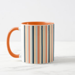 Mug Orange moderne et marine en bande verticale