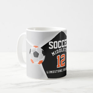 Mug Orange, Noir et Blanc ⚽ Sport de football