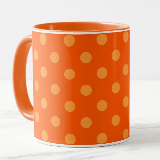 Mug Orange On Deep Orange Pois Design Motif (Créateur téléchargé)