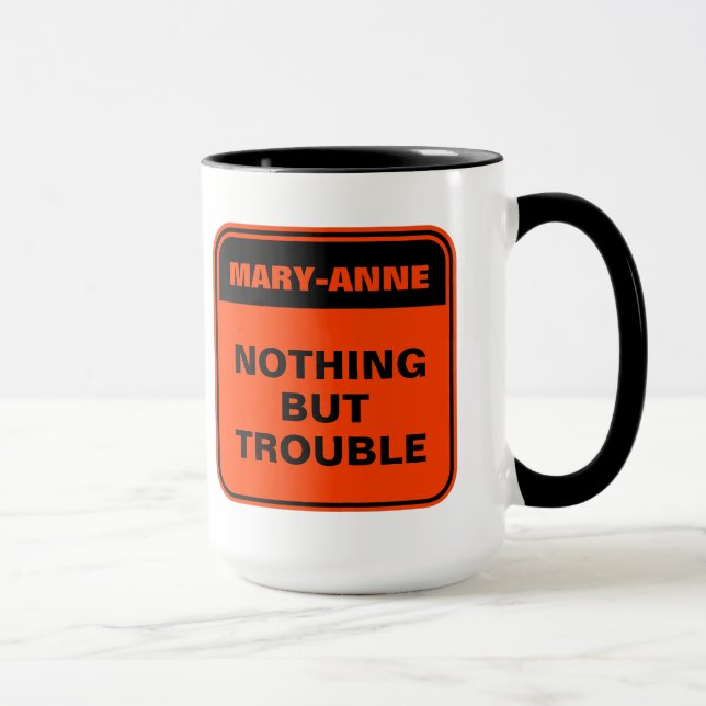 Mug Orange prudence signe de route rien que des ennuis (Droite)