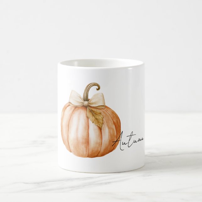 Mug Orange Pumpkin Cream Bow Leaf (Centre)
