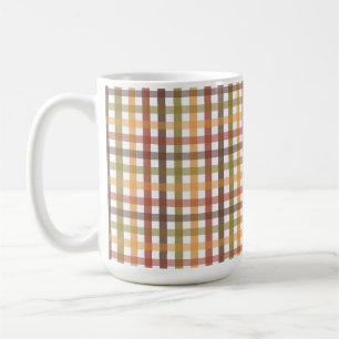 MUG ORANGE ROUGE VERT OR BROWN PLAID MOTIF