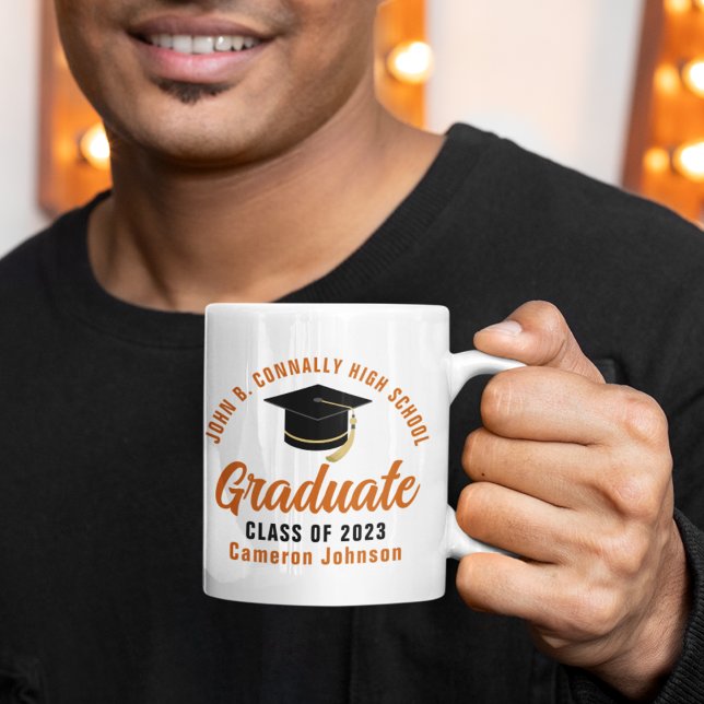 Mug Orange Script Graduate Custom 2023 Graduation (Créateur téléchargé)