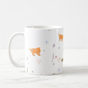 Mug Orange Tabby et Motif Feuille