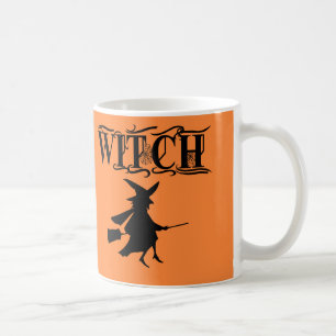 Mug Orange Wicked Flying Witch Halloween Brownie