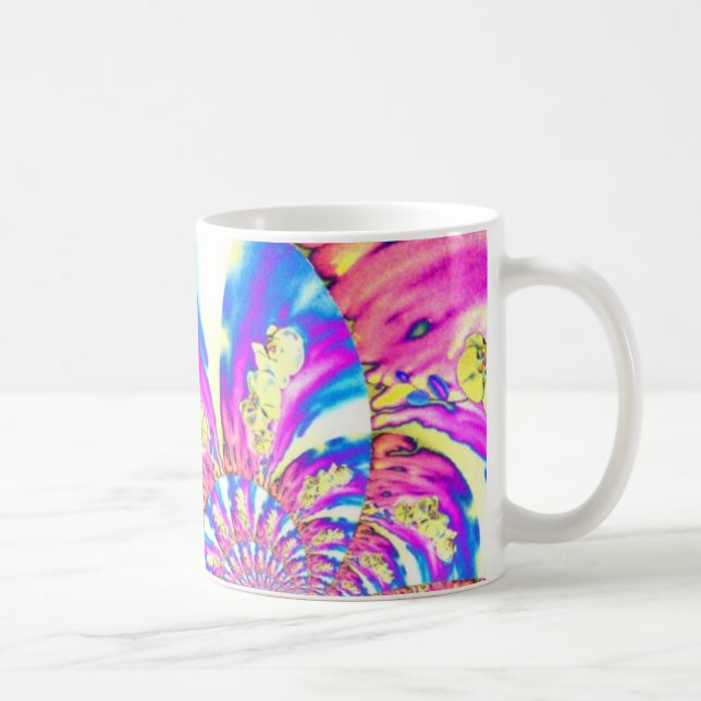 Mug orchidée Abstraite boho rose orange bleu pourpre (Droite)