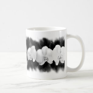 Mug Orchidée blanche noire peinture à fleurs tropicale