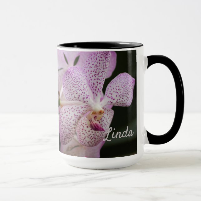 Mug Orchidée blanche violette café/tasse de thé 15oz (Droite)