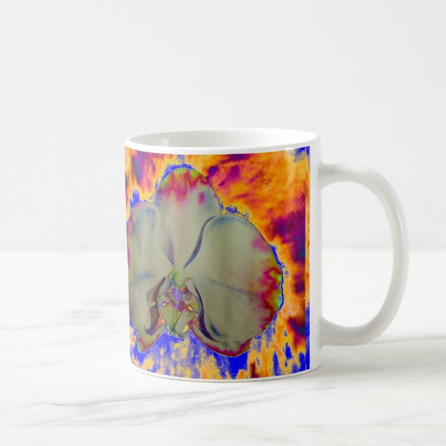 Mug Orchidée de feu, abstraite aquarelle vive florale (Droite)