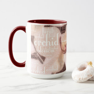 Mug Orchidée florale Typographie Mot Cloud