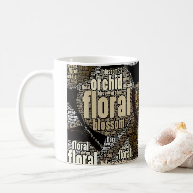 Mug Orchidée intégrée, Floral, Blossom, Typographie (Avec donut)